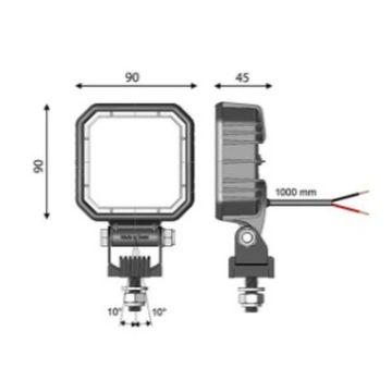 LED Arbeits-Rückfahrscheinw. 90x90x45, 10-30V