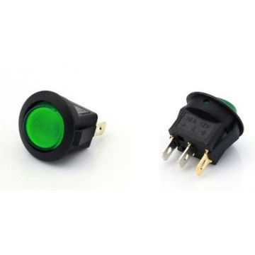 Wippschalter Mini, Ein - Aus, grün, 12V/16A