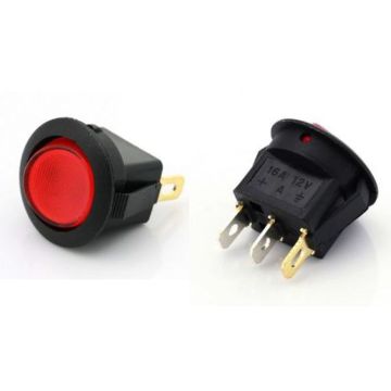 Wippschalter Mini, Ein - Aus, rot, 12V/16A