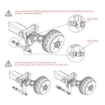 Support amortisseur de châssis KNOTT, coudé, set