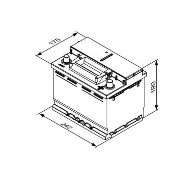 Batterie 12 V 60 AH, LxBxH 242 x 175 x 190  - +