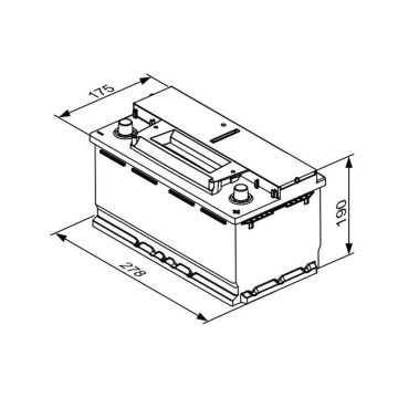 Batterie, 12 V 70 AH, LxBxH 278 x 175 x 190  - +