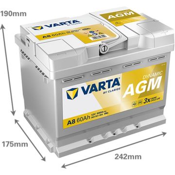 Batterie, 12 V 60 AH, LxBxH 242 x 175 x 190  - +