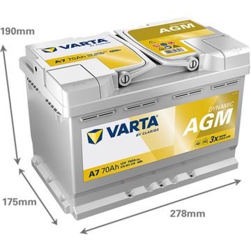 Batterie, 12 V 70 AH,  LxBxH 278 x 175 x 190  - +
