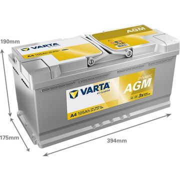 Batterie, 12 V 105 AH, LxBxH 393 x 175 x 190  - +