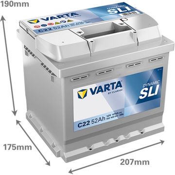 Batterie 12 V 52 AH, LxBxH 207 x 175 x 190  - + V4002