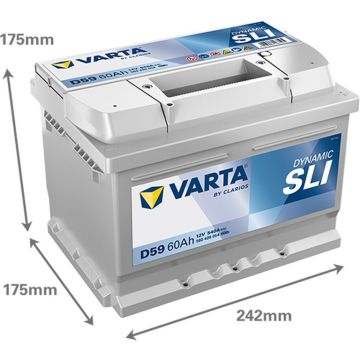 Batterie 12 V 60 AH, LxBxH 242 x 175 x 175  - + V4004