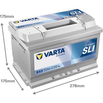Batterie 12 V 72 AH, LxBxH 278 x 175 x 175  - + V4007