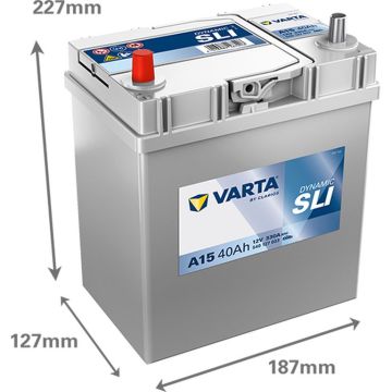 Batterie 12 V 40 AH, LxBxH 187 x 127 x 227  + - V4019