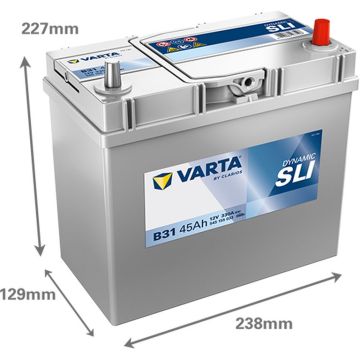 Batterie 12 V 45 AH,  LxBxH 238 x 129 x 227  - + P11 V4020