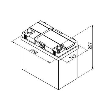 Batterie 12 V 45 AH, LxBxH 238 x 129 x 227  - + P17