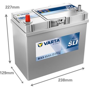 Batterie 12 V 45 AH, LxBxH 238 x 129 x 227  + - P11 V4022