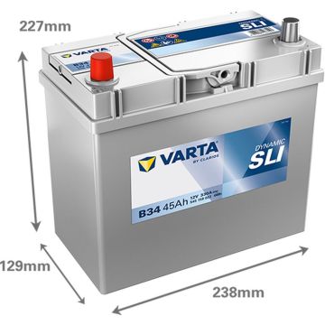 Batterie 12 V 45 AH, LxBxH 238 x 129 x 227  + - P17 V4023