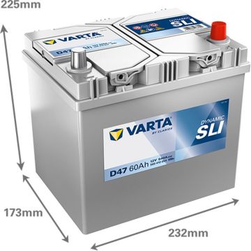 Batterie 12 V 60 AH, LxBxH 232 x 173 x 225  - + V4024