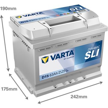 Batterie 12 V 63 AH,  LxBxH 242 x 175 x 190  - + V5005