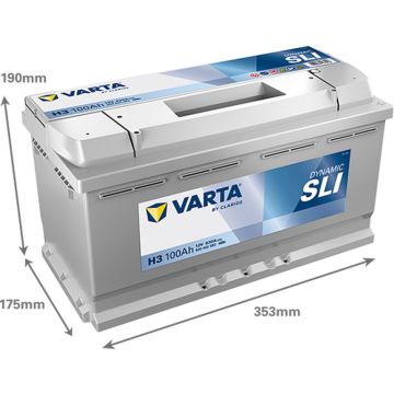 Batterie 12 V 100 AH, LxBxH 353 x 175 x 190  - + V5013