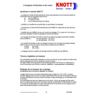 Consignes d’entretien et de soins KNOTT